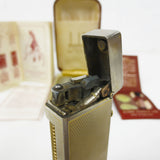 Vintage 1960's Dunhill Rollagas Lighter Gold Silver Two Tone with Original Box, Warranty, Manual and Unused Cleaning Brush Kit