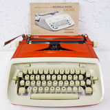 Vintage 1964 Royal Safari Typewriter Orange Color, Mid Century Modern Design, Fully Functional, Original Ribbon, Manual & Receipt