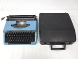 Vintage 1980's Brother Charger 11 Blue Portable Typewriter, Original Black Case, Nagoya Japan, Black Keys