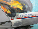 Painting by Quebec Artist Jerome Rochette 32X41" Air Malaysia Flight 370 Crash "Die Like this - Mourir comme ca", Acrylic on Board