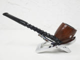 Vintage Mid Century Estate Tobacco Pipe by Rocket France 5 1/2", Light Brown Removable Wood Bowl, Ribbed Black Nylon Body