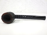 Vintage Mid Century Estate Tobacco Pipe by Rocket France 5 1/2" Ribbed Black Nylon Body, Rock Grain Wood Bowl, Disassembles in 3 parts