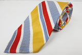 Vintage 1970's Luxury Louis Feraud French Silk Neck Tie, Faubourg Saint-Honoré, Paris France, Red Yellow Blue Stripes