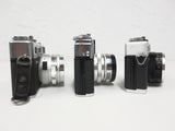 Lot of 3 Vintage Yashica 35 mm Cameras models EE, GSN and Electro 35 FC with Original Prime Lens Yashica Yashinon, Complete, Need Servicing