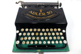 Vintage Antique 1930 Adler 30 Portable Typewriter, Eagle Emblem, Original Case, White Keys