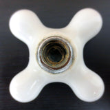 Antique White Porcelain Faucet Handle Knob Hot Water 2 3/4", Chrome Plated Brass Base, Lot #5
