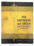 Vintage 1958 Ford Continental Mark III and Lincoln Cars Maintenance Manual