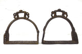 Antique Victorian 1900's Ornate Cast Iron Saddle Stirrups 4 3/4" Tall, Matching Pair, Equestrian, Ready to Ride