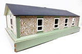 Vintage Handmade Dollhouse 32X17" All Wood, 7 Rooms, 12 Windows, 2 Doors, Wheels, Removable Roof