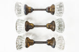 3 Pairs of Antique Victorian 12 Point Crystal Glass Door Knobs Screws & Rods #4