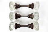 3 Pairs of Antique Victorian 12 Point Crystal Glass Door Knobs Screws & Rods #5