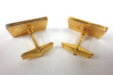 Vintage 1960's Modernist Brutalist Design Cufflinks signed Robert Larin, Engraved Sun Rays, Rectangle, Gold Tone Metal