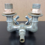 Antique Victorian Claw Foot Bath Tub Faucet signed Mueller, Nickel Plated Solid Brass, Hot and Cold Water Handle Knobs