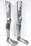 Matching Pair of Vintage Cast Aluminum Prosthesis Leg Molds 29" Long, Disassembles at Knee Joint, Oddity