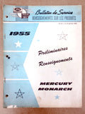 Vintage 1955 Ford Mercury Monarch Car Preliminary Specifications Garage Manual