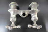 Antique Victorian Claw Foot Bath Tub Faucet, Nickel Plated Solid Brass, Original Hot and Cold Knobs