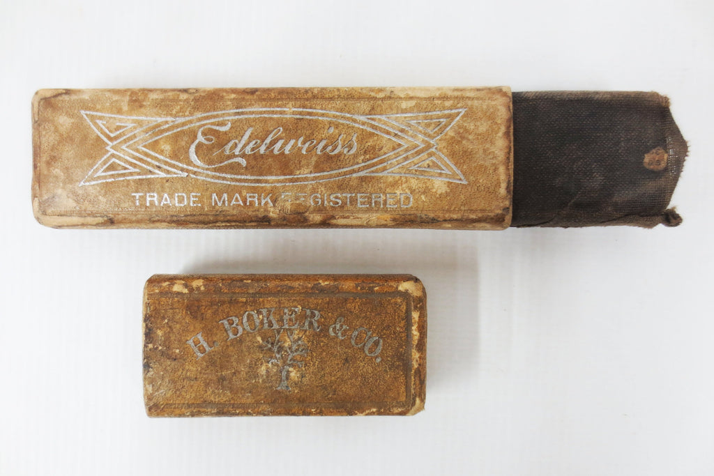 Antique H. Boker Edelweiss Straight Razor Box, Barber Razor Collector's Box, Tree Brand