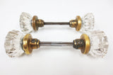2 Pairs of Antique Victorian 12 Point Crystal Glass Door Knobs Screws & Rods #2