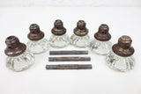 3 Pairs of Antique Victorian 12 Point Crystal Glass Door Knobs Screws & Rods #5