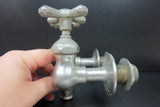 Antique Victorian Claw Foot Bath Tub Faucet signed Wallaceburg, Nickel Plated Solid Brass, Original Hot and Cold Knobs