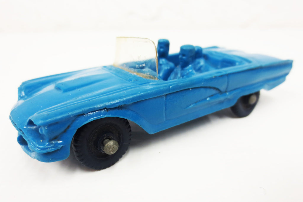 1950's Blue Convertible Toy Rubber Car w/ Dog, Tomte Laerdal Stavanger Norway