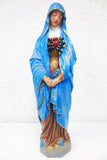 Antique Virgin Mary Lady of Sorrows Sculpture 23", 7 Seven Swords Pierced Heart
