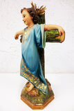 Antique Holy Infant Young Jesus Sculpture 18" Log Crucifix Cross, Glass Eyes, From Montreal Monastery