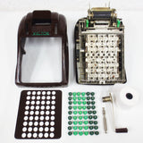 Vintage Art Deco Victor Adding Machine Manual Calculator 54 Green Keys, Bakelite
