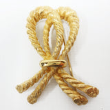 Vintage Signed Christian Dior Gold Plated Brooch Twisted Nautical Rope Bow 2.25"
