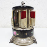 Vintage Reuge Swiss Music Box Lipstick Cigarette Holder, Doors Swivel, Carousel, Cherub, Mandolin
