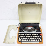 Vintage 1980's Brother Charger 22 Portable Typewriter with Case, Japan, Orange