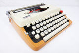 Vintage 1980's Brother Charger 22 Portable Typewriter with Case, Japan, Orange