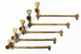 Lot 5 Antique Victorian Brass Gas Wall Lamp Arms w/ Knobs, Sconce, Swivel, Gilt