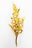 Vintage 1960's Marcel Boucher Gold Plated Brooch 3 1/4", Pearls & Daisies, Gladiolus