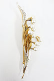 Vintage 1960's Marcel Boucher Gold Plated Brooch 3 3/8" Pearl Grape, Lily of the Valley