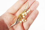 Vintage 1960's Marcel Boucher Gold Plated Brooch 3 3/8" Pearl Grape, Lily of the Valley
