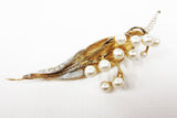 Vintage 1960's Marcel Boucher Gold Plated Brooch 3 3/8" Pearl Grape, Lily of the Valley