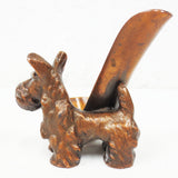Vintage Schnauzer Terrier Dog Tobacco Pipe Holder 3X3", Cast Iron Bronze, Estate