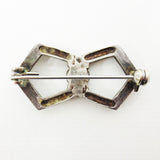 Vintage Art Deco Sterling Sterling Silver .925 Bow Brooch with Black Enamel