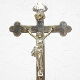 Antique Nickel Plated Chruch Pedestal Crucifix 12" Tall, Arma Christi, Germany