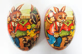 Vintage Paper Mache Easter Egg 7" Candy Holder, West Germany, Rabbit Smoking Pipe