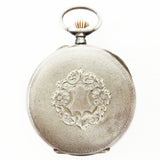 Antique 1880's Aster Pocket Watch Pendant 800 Silver, Open Face, Sec Sub Dial, K&L Case