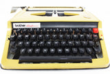 Vintage Yellow Green Brother Activator 800T Portable Typewriter, Black Case