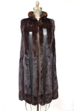 Vintage Women's Beaver Castor & Leather Sleeveless Fur Coat Jacket 41" Long