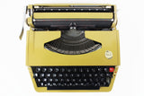 Vintage Yellow Green Brother Activator 800T Portable Typewriter, Black Case