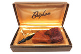 Large 7.5" Rustic Red Wood Tobacco Pipe Signed Brigham with Box, New Old Stock