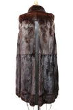 Vintage Women's Beaver Castor & Leather Sleeveless Fur Coat Jacket 41" Long