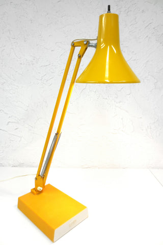 Vintage Mid Century Yellow Luxo Drafting Desk Lamp, 20" Articulated Swing Arm