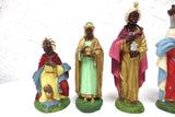 5 Tall Vintage Christmas Manger Creche Wizard Figurines, Paper Maché, Italy