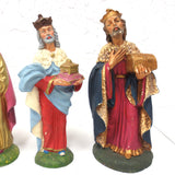 5 Tall Vintage Christmas Manger Creche Wizard Figurines, Paper Maché, Italy